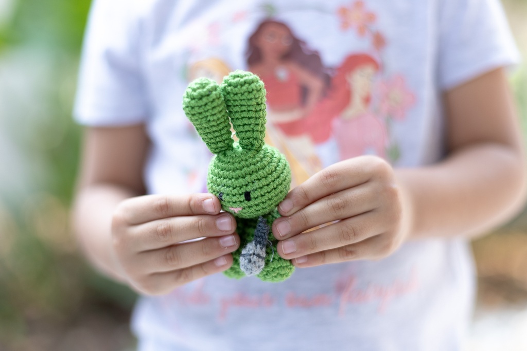 Luca the Crochet Bunny Keychain — with Microphone